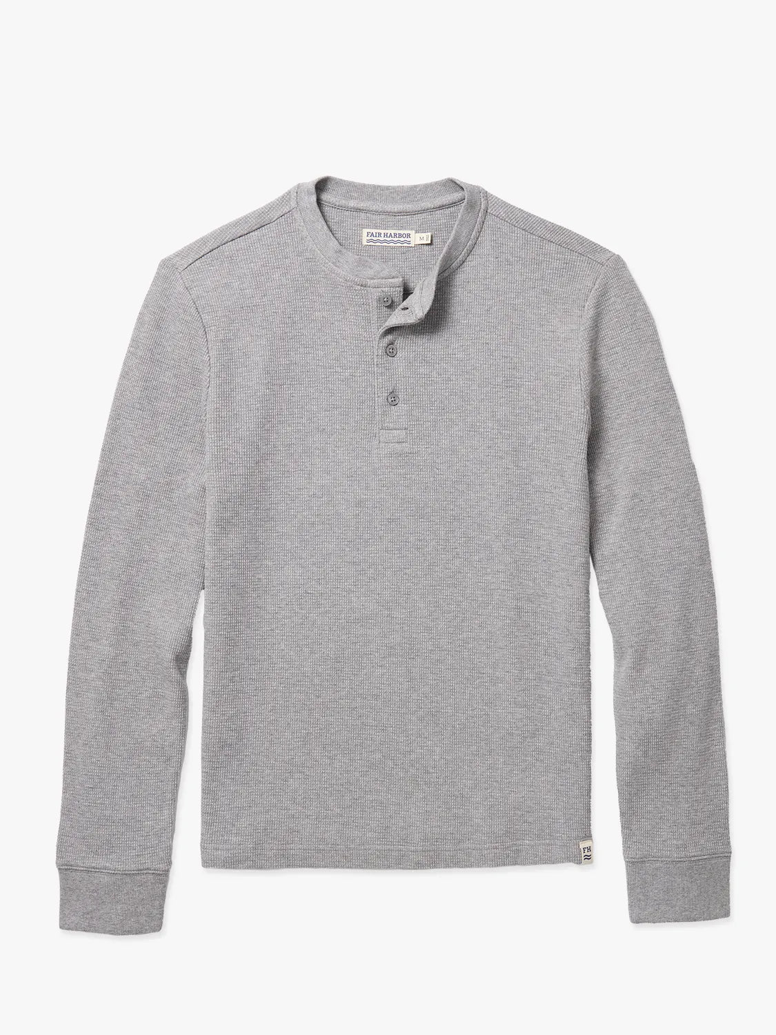 Fair Harbor Hudson Waffle Henley - Heather Grey