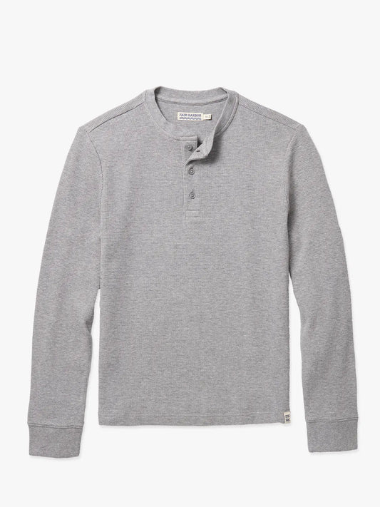 Fair Harbor Hudson Waffle Henley - Heather Grey