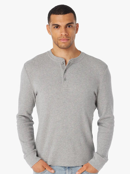 Fair Harbor Hudson Waffle Henley - Heather Grey