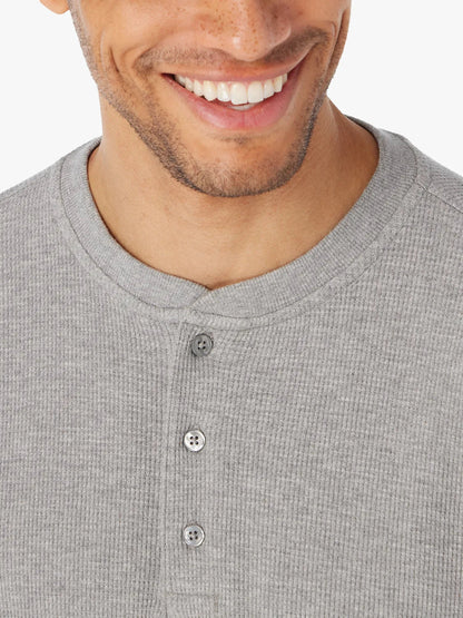 Fair Harbor Hudson Waffle Henley - Heather Grey