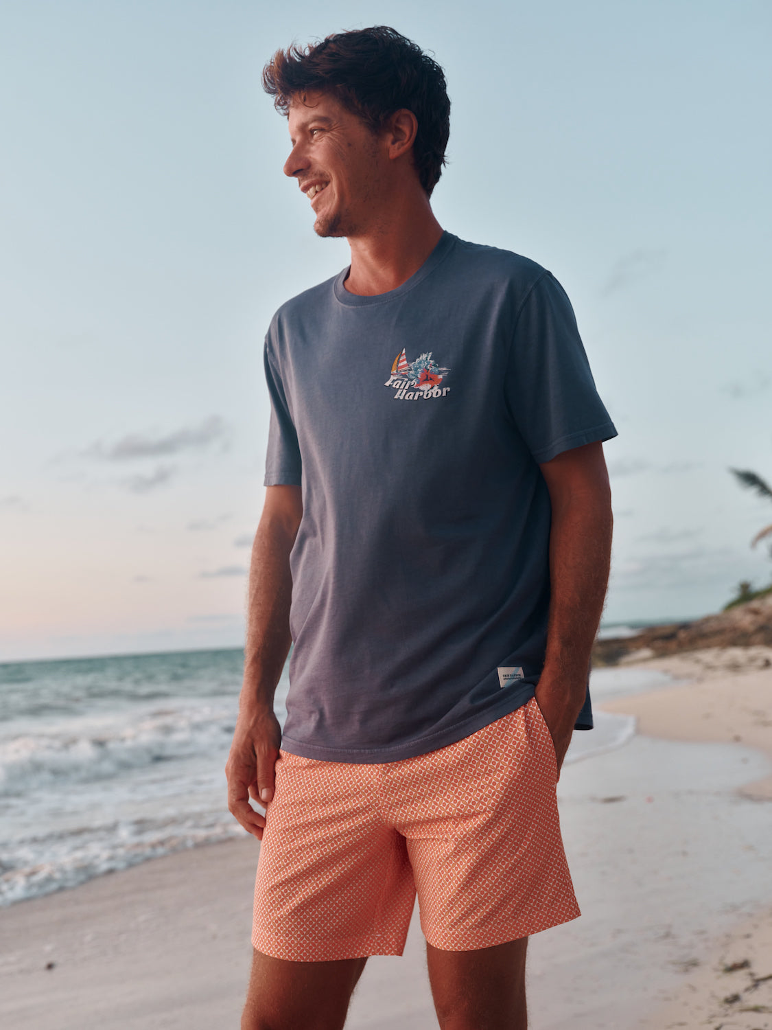 Fair Harbor Saltaire Graphic Tee - Light Blue Surf The Wave
