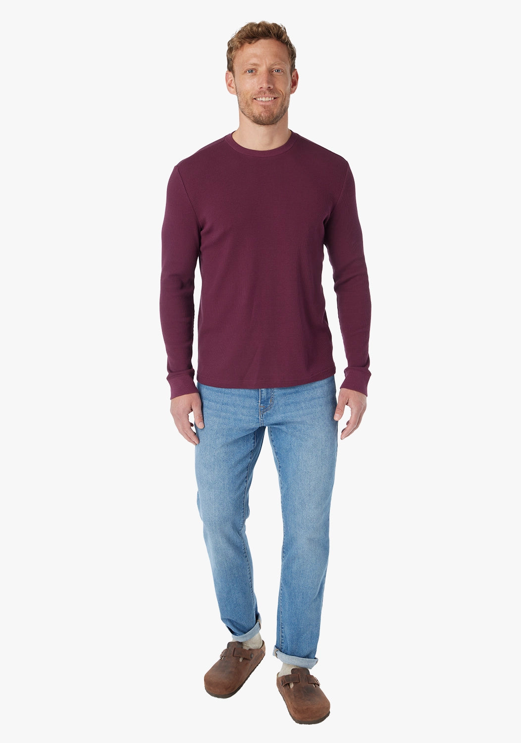 Fair Harbor Hudson Waffle Crew - Burgundy