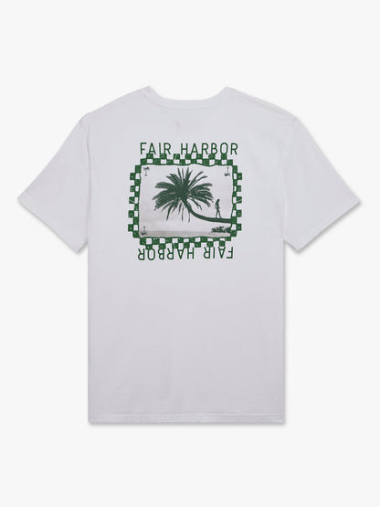 Fair Harbor Saltaire Graphic Tee - White Checkered Palms