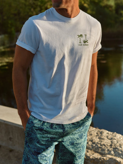 Fair Harbor Saltaire Graphic Tee - White Checkered Palms