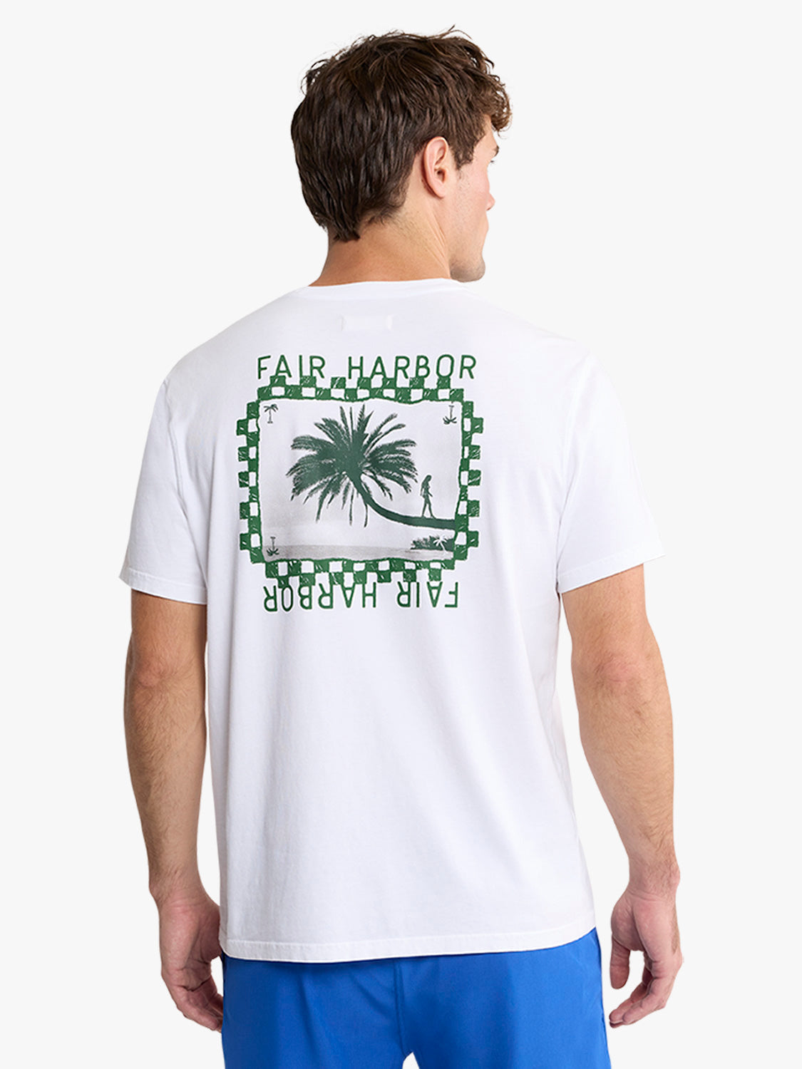 Fair Harbor Saltaire Graphic Tee - White Checkered Palms