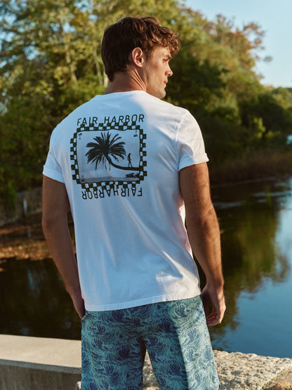 Fair Harbor Saltaire Graphic Tee - White Checkered Palms