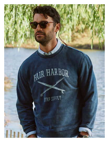 Fair Harbor Saltaire Graphic Crewneck - Black Collegiate