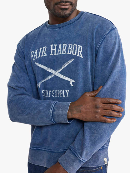 Fair Harbor Saltaire Graphic Crewneck - Navy FH Surfboard