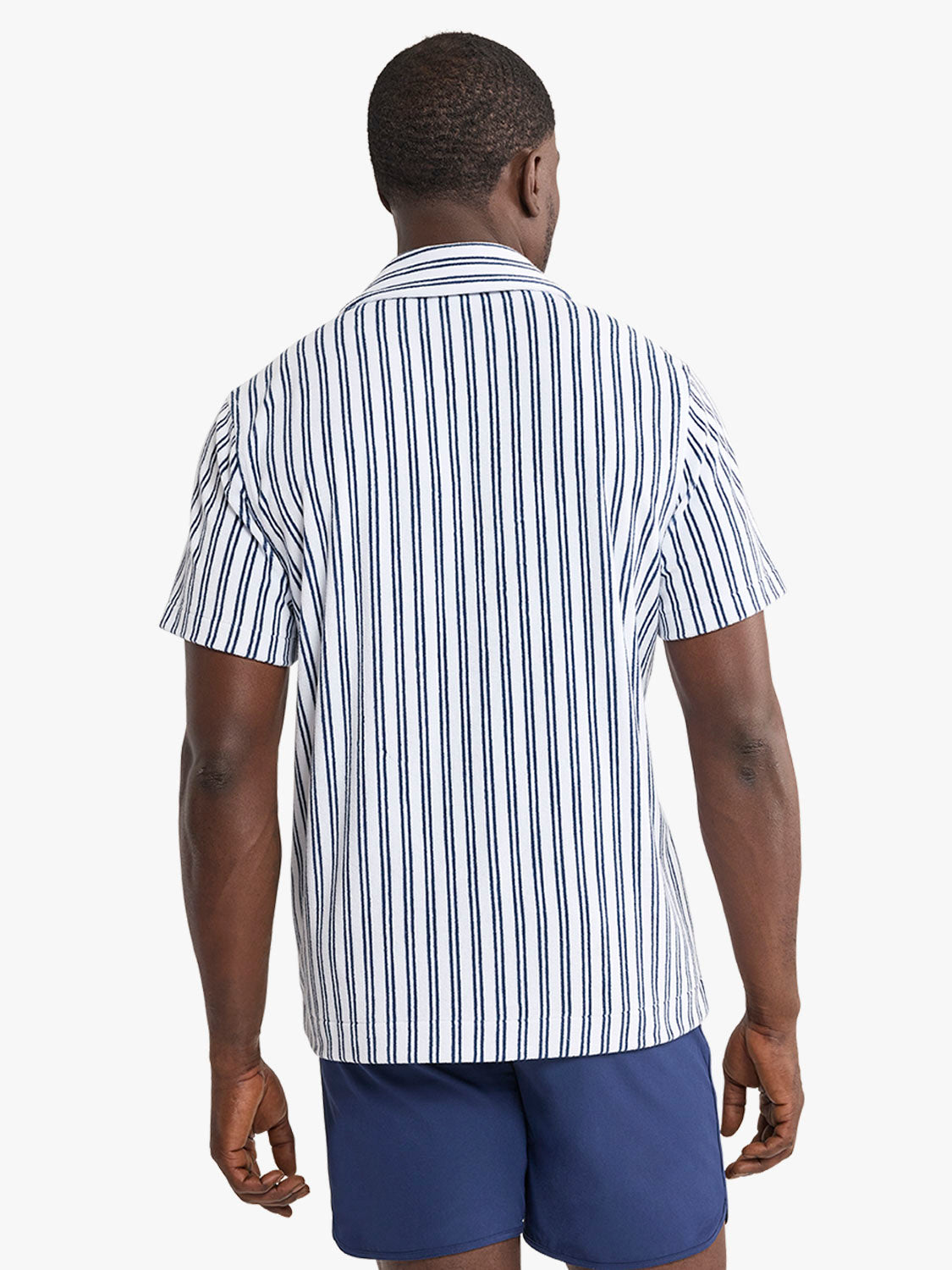 Fair Harbor Ravello Terry Short Sleeve Button Up - Beach Stripe