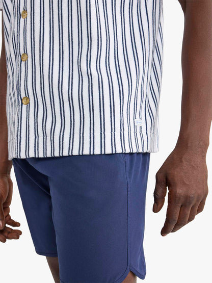 Fair Harbor Ravello Terry Short Sleeve Button Up - Beach Stripe