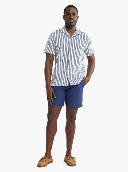 Fair Harbor Ravello Terry Short Sleeve Button Up - Beach Stripe