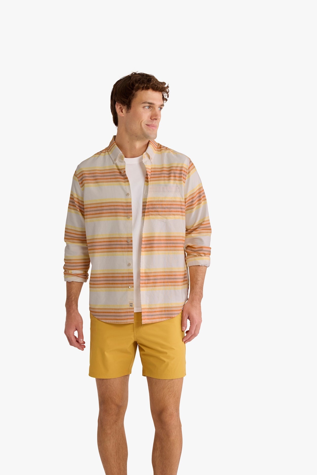 Fair Harbor Salty Oxford Shirt - Sunset Stripe
