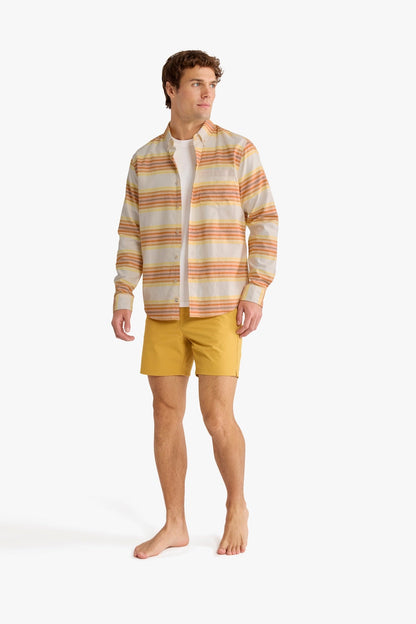 Fair Harbor Salty Oxford Shirt - Sunset Stripe