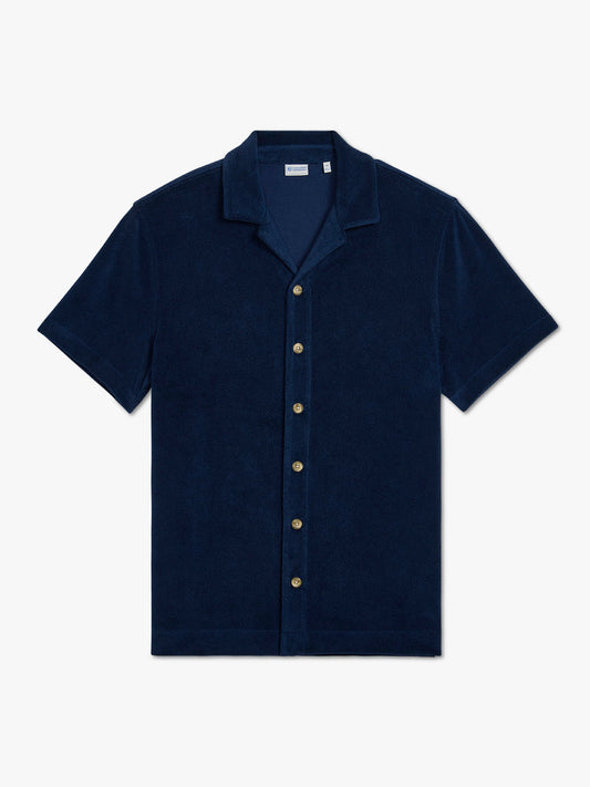 Fair Harbor Ravello Terry Short Sleeve Button Up - Navy