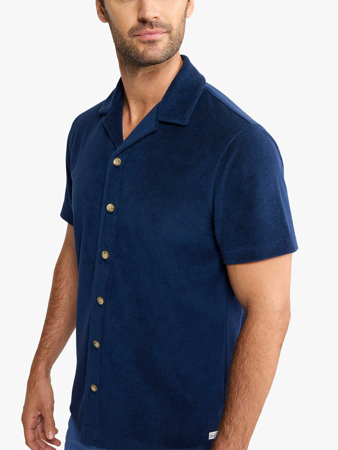 Fair Harbor Ravello Terry Short Sleeve Button Up - Navy