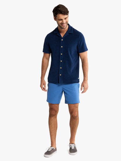 Fair Harbor Ravello Terry Short Sleeve Button Up - Navy