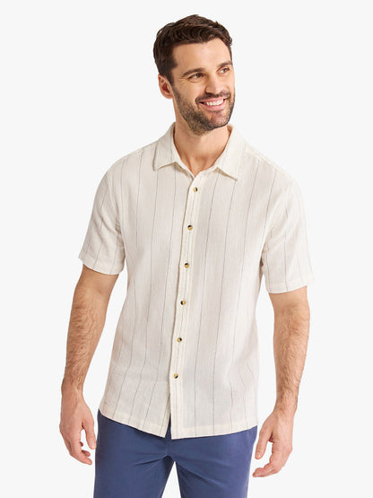 Fair Harbor Oasis Textured Shirt - Shell Stripe