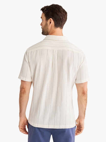 Fair Harbor Oasis Textured Shirt - Shell Stripe
