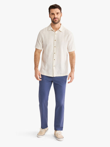 Fair Harbor Oasis Textured Shirt - Shell Stripe