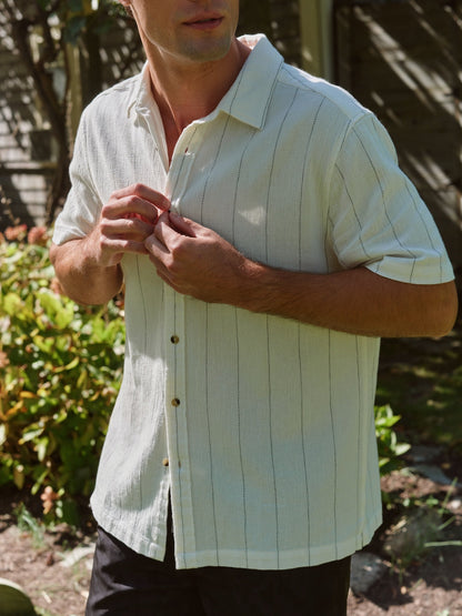 Fair Harbor Oasis Textured Shirt - Shell Stripe