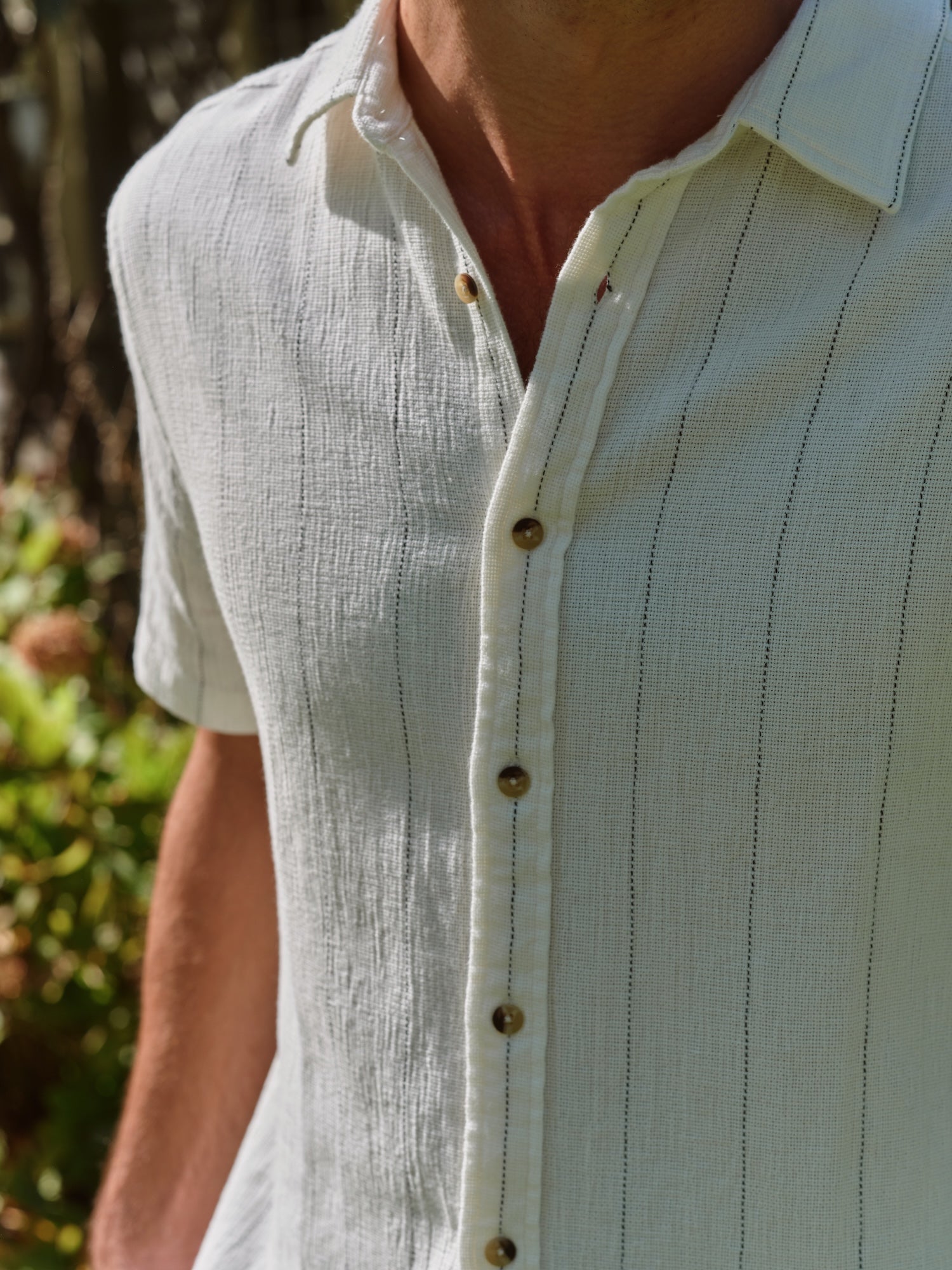 Fair Harbor Oasis Textured Shirt - Shell Stripe