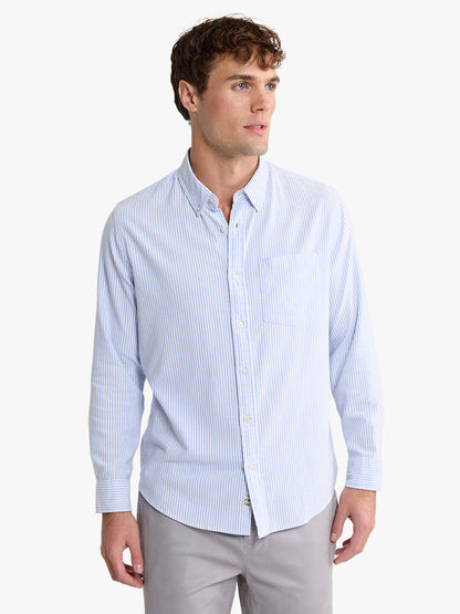 Fair Harbor Salty Oxford Shirt - Light Blue Stripe
