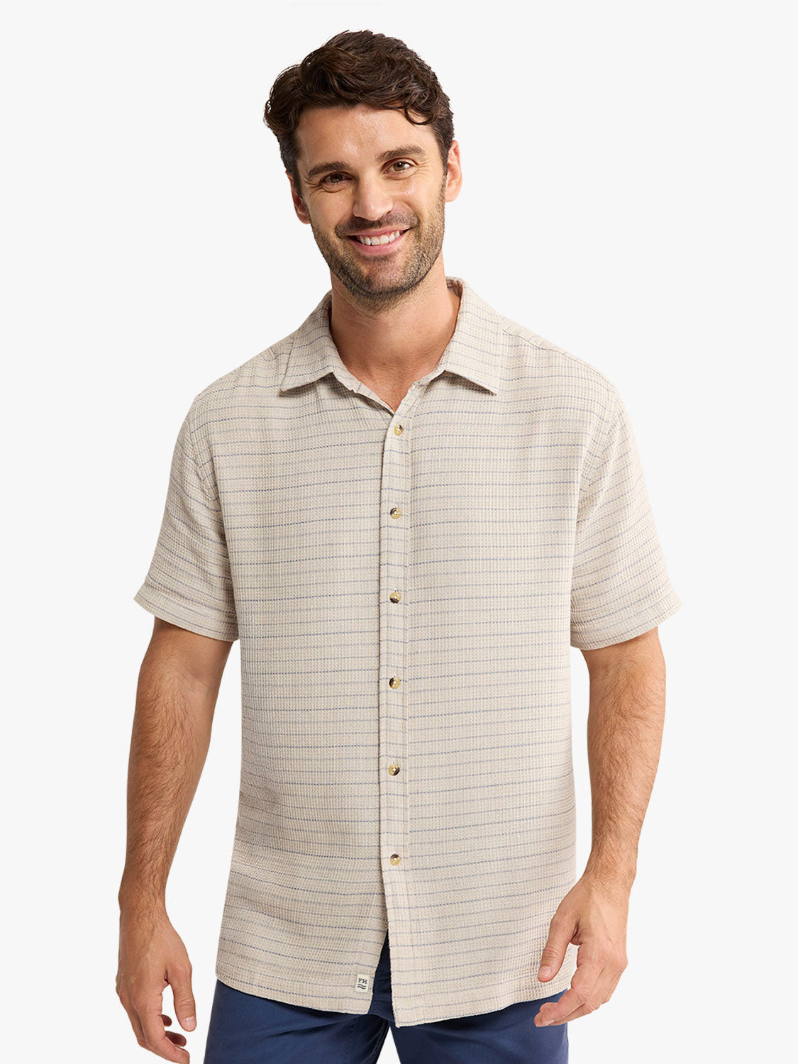 Fair Harbor Oasis Textured Shirt - Beachwood Stripe