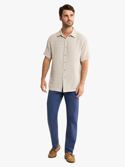 Fair Harbor Oasis Textured Shirt - Beachwood Stripe
