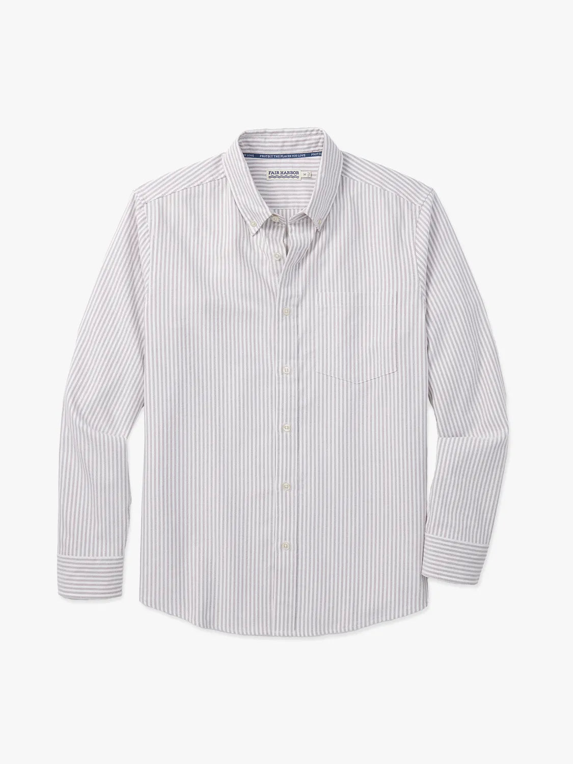 Fair Harbor Salty Oxford Shirt - Oak Stripe