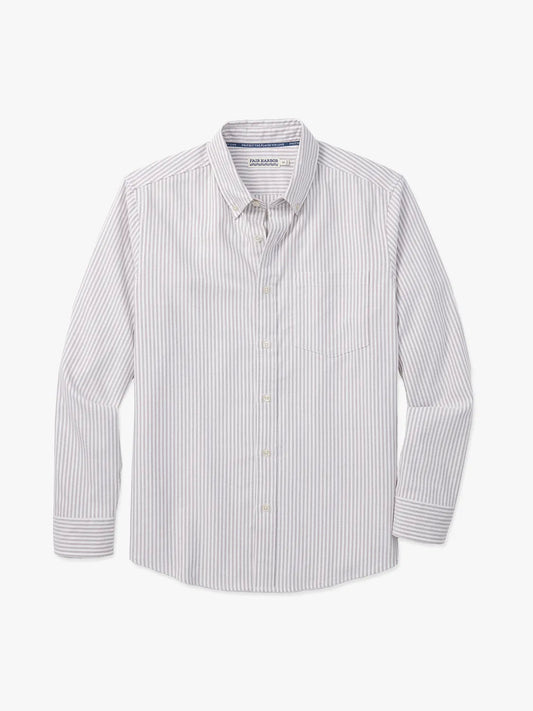 Fair Harbor Salty Oxford Shirt - Oak Stripe