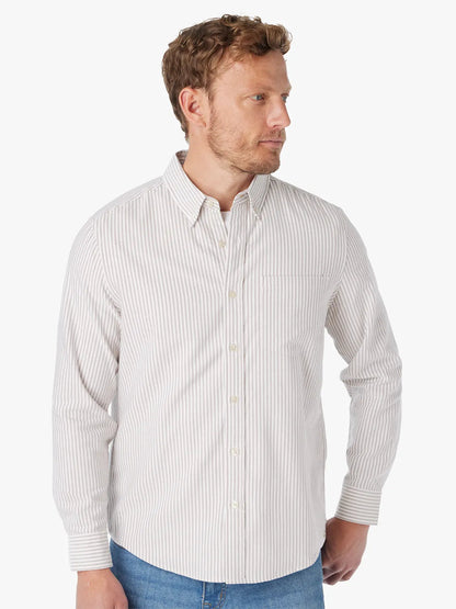 Fair Harbor Salty Oxford Shirt - Oak Stripe