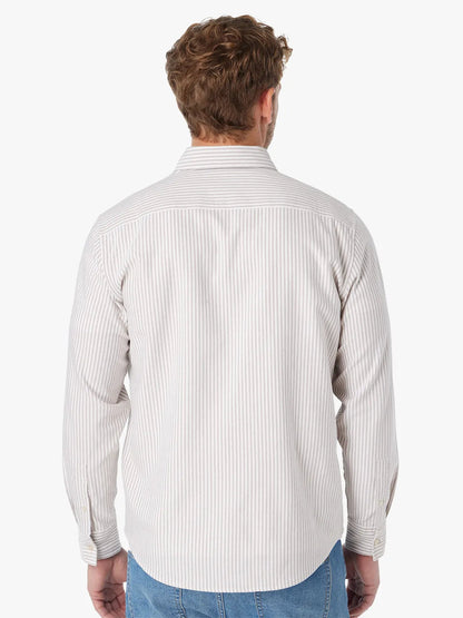 Fair Harbor Salty Oxford Shirt - Oak Stripe