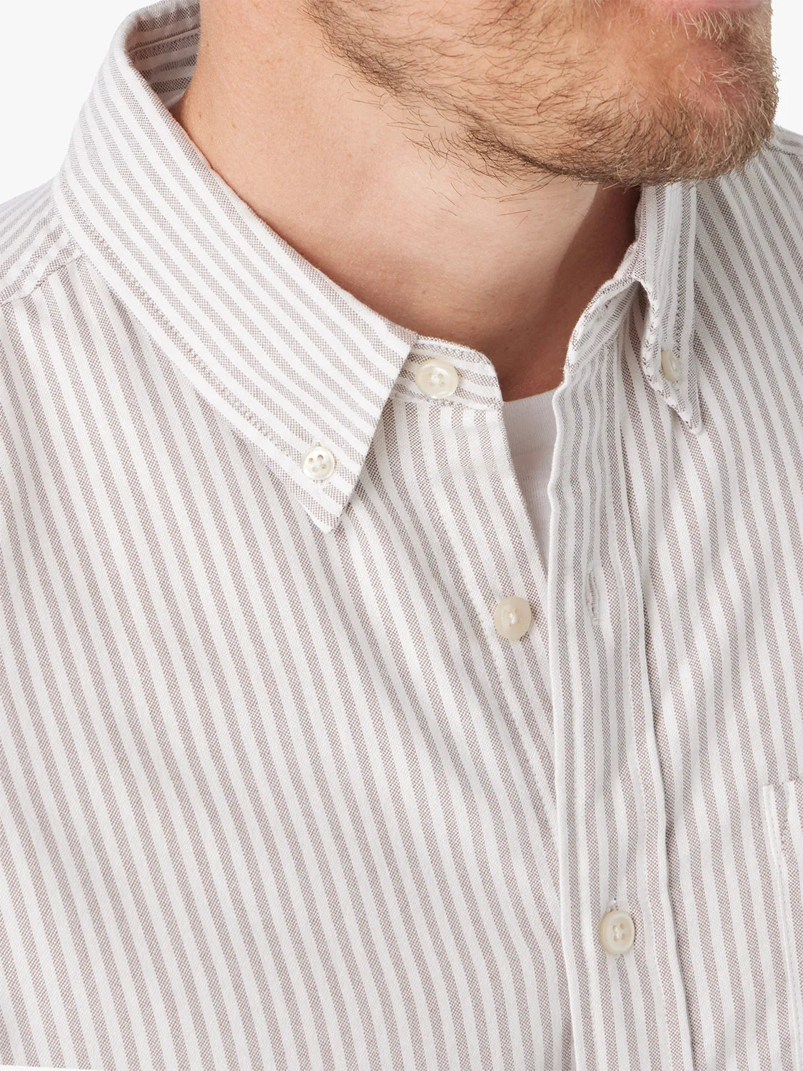 Fair Harbor Salty Oxford Shirt - Oak Stripe