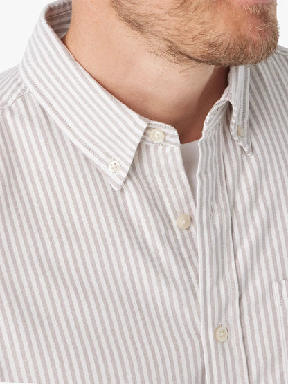 Fair Harbor Salty Oxford Shirt - Oak Stripe