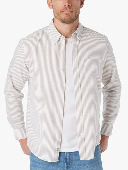 Fair Harbor Salty Oxford Shirt - Oak Stripe