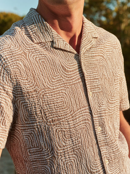 Fair Harbor Castaway Textured Camp Shirt - Wavy Sands