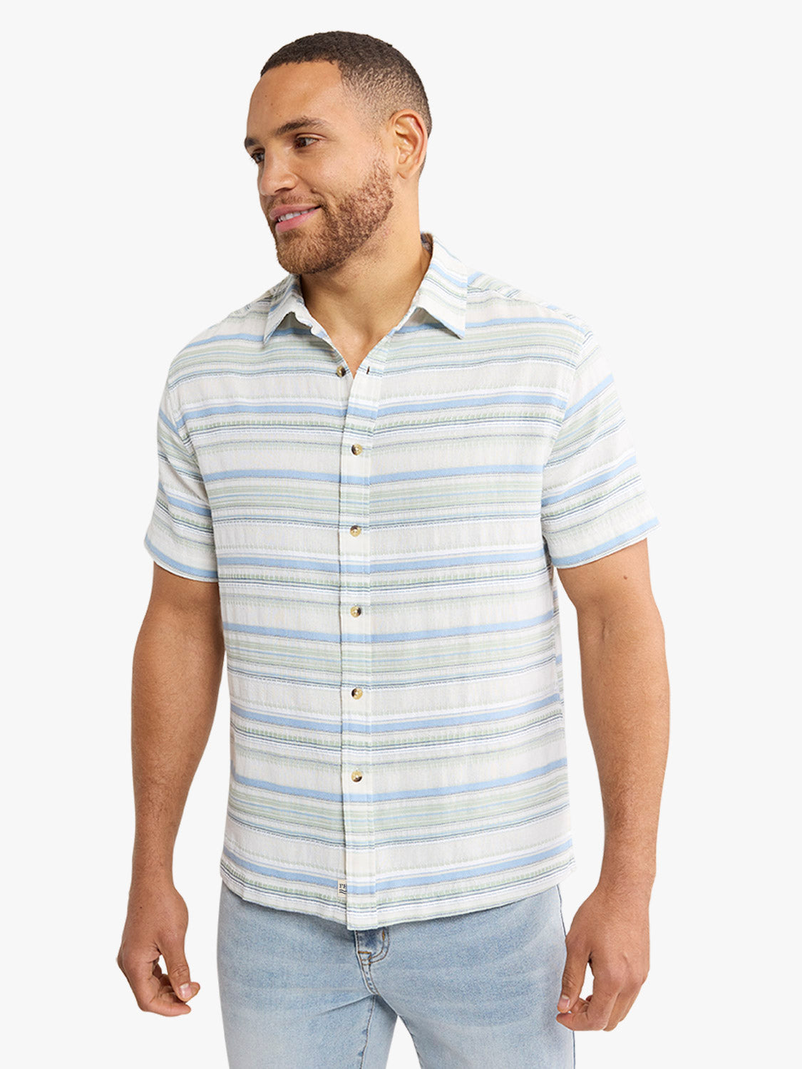 Fair Harbor Oasis Textured Shirt - Marina Stripe
