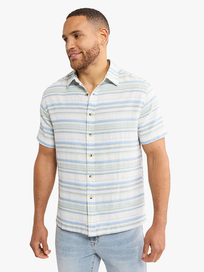 Fair Harbor Oasis Textured Shirt - Marina Stripe