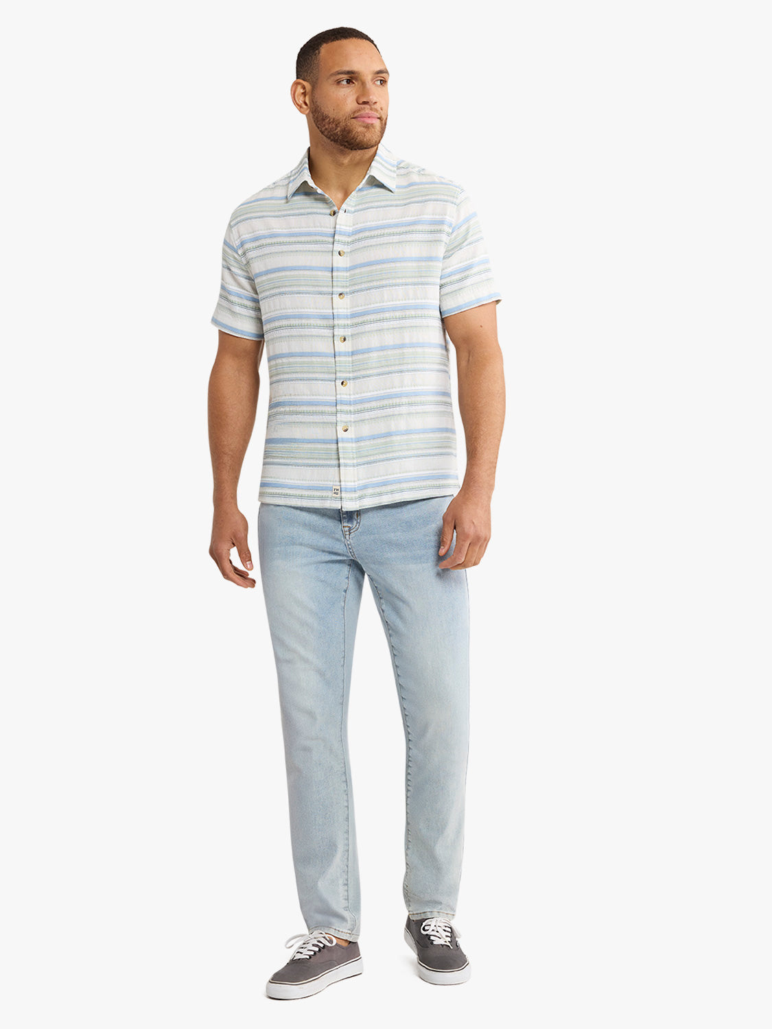 Fair Harbor Oasis Textured Shirt - Marina Stripe
