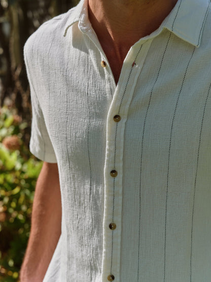Fair Harbor Oasis Textured Shirt - Marina Stripe