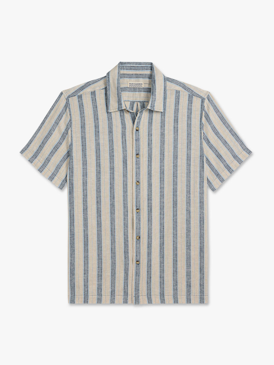Fair Harbor Oasis Textured Shirt - Sea Blue Stripe