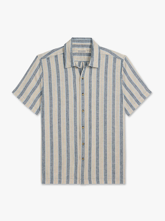 Fair Harbor Oasis Textured Shirt - Sea Blue Stripe