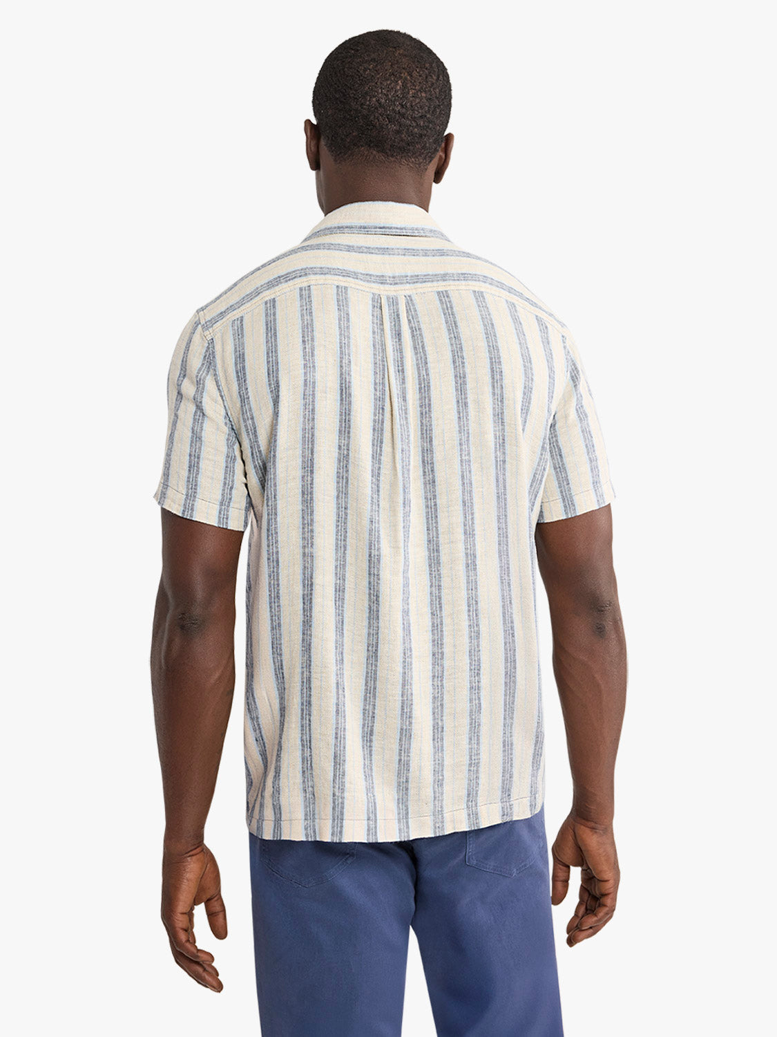 Fair Harbor Oasis Textured Shirt - Sea Blue Stripe