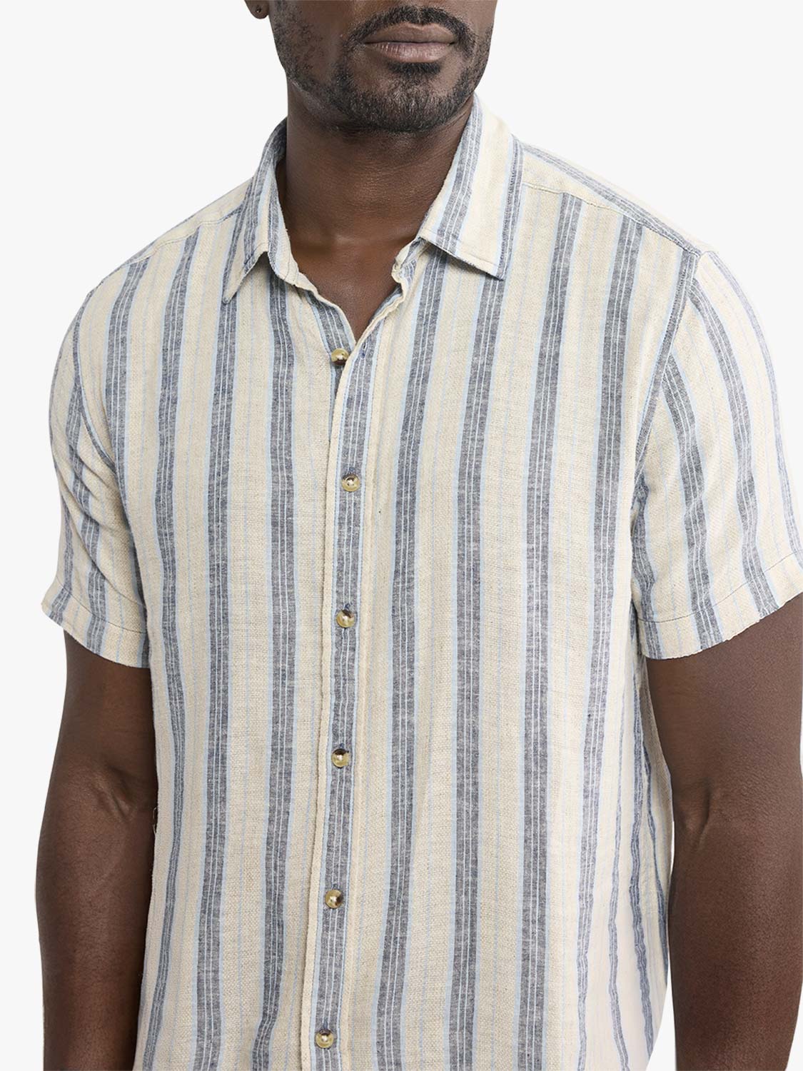 Fair Harbor Oasis Textured Shirt - Sea Blue Stripe