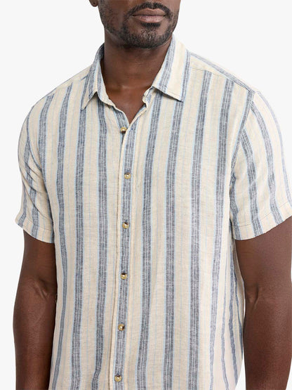 Fair Harbor Oasis Textured Shirt - Sea Blue Stripe