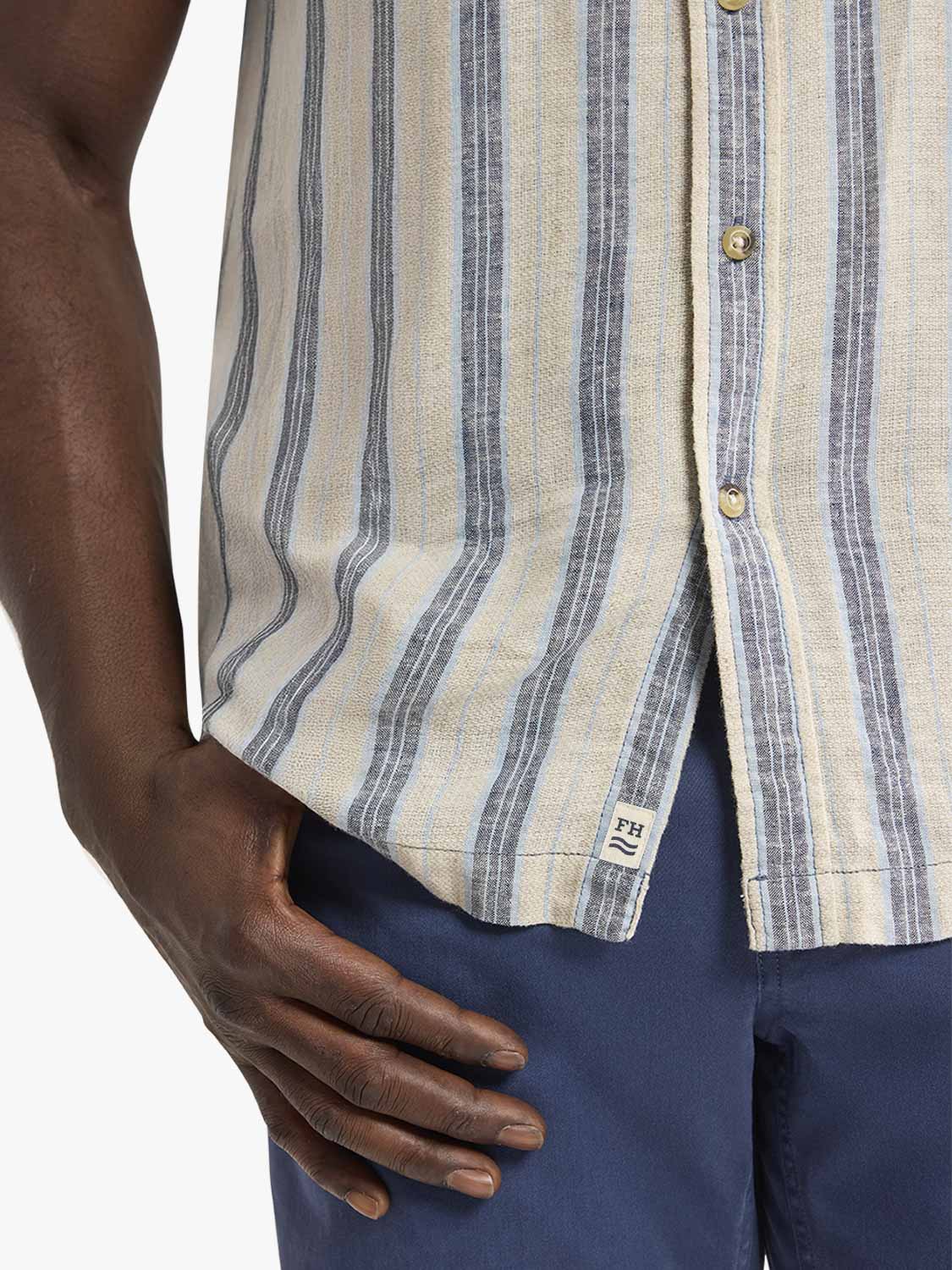 Fair Harbor Oasis Textured Shirt - Sea Blue Stripe