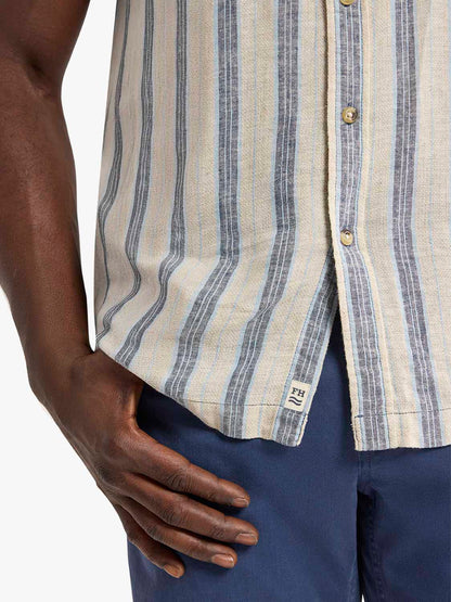 Fair Harbor Oasis Textured Shirt - Sea Blue Stripe