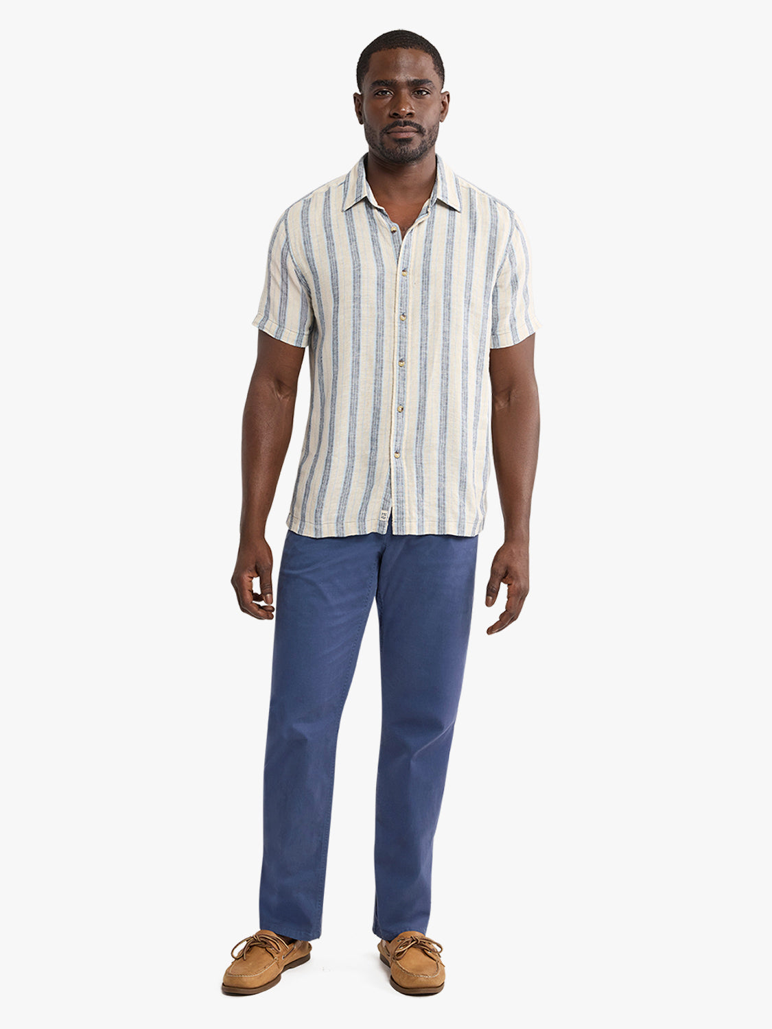 Fair Harbor Oasis Textured Shirt - Sea Blue Stripe