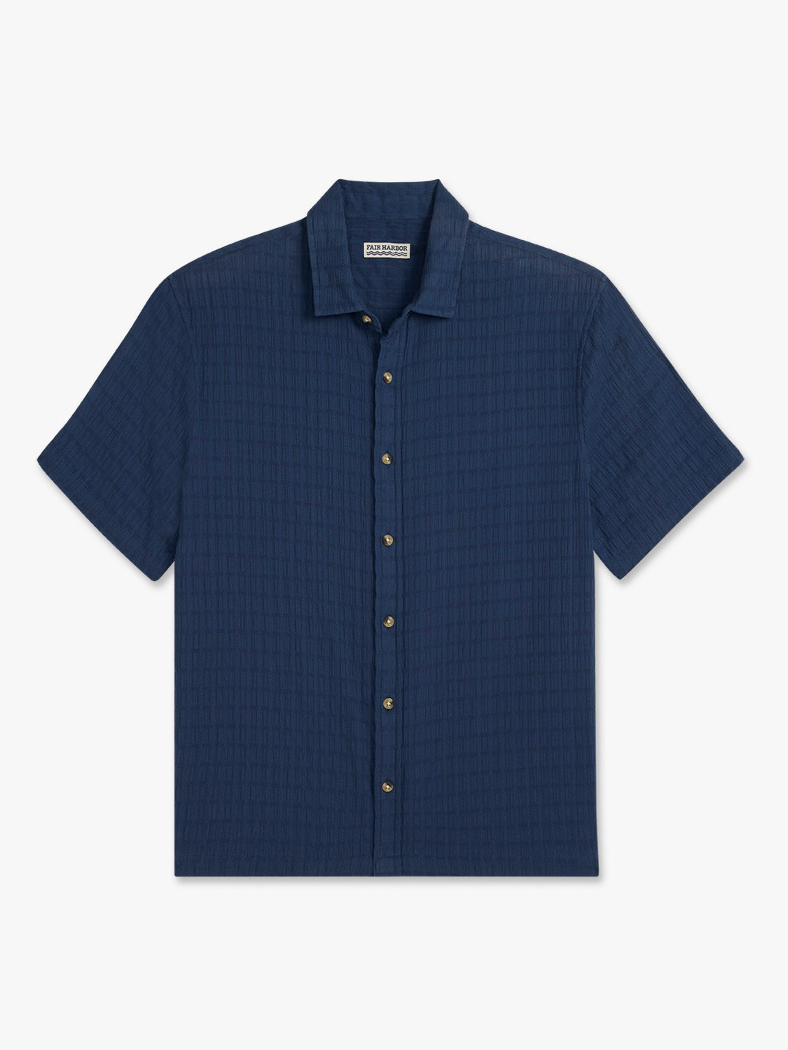 Fair Harbor Oasis Textured Shirt - Navy Basket Weave