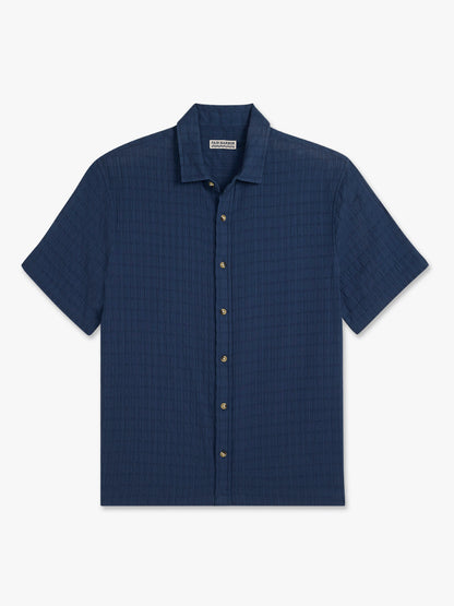 Fair Harbor Oasis Textured Shirt - Navy Basket Weave
